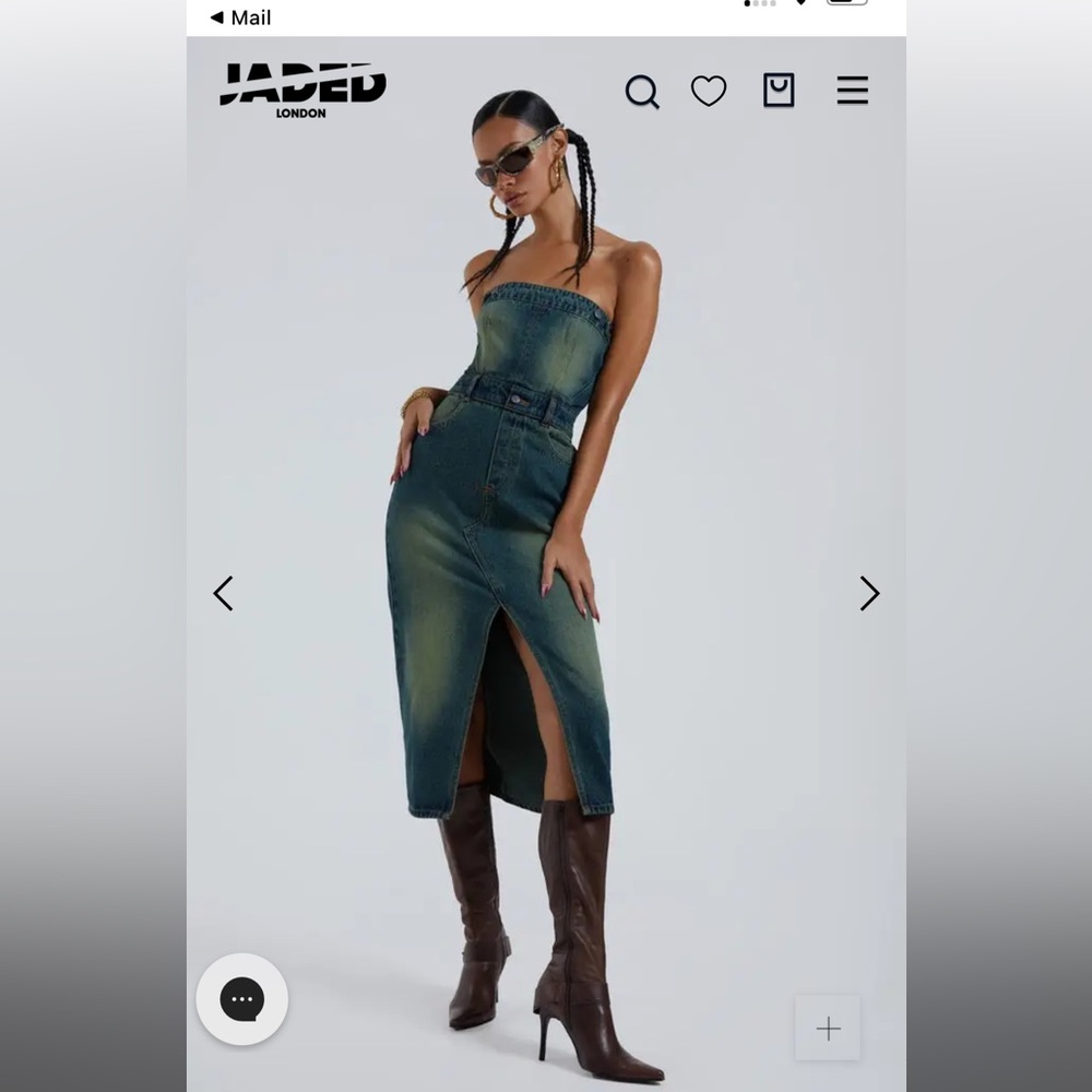 Jaded London DENIM MIDI DRESS IN BLUE